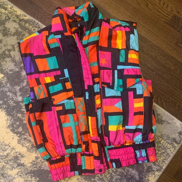 Vintage 90s Andy John Flag Puffer Vest Medium - Picture 2 of 10